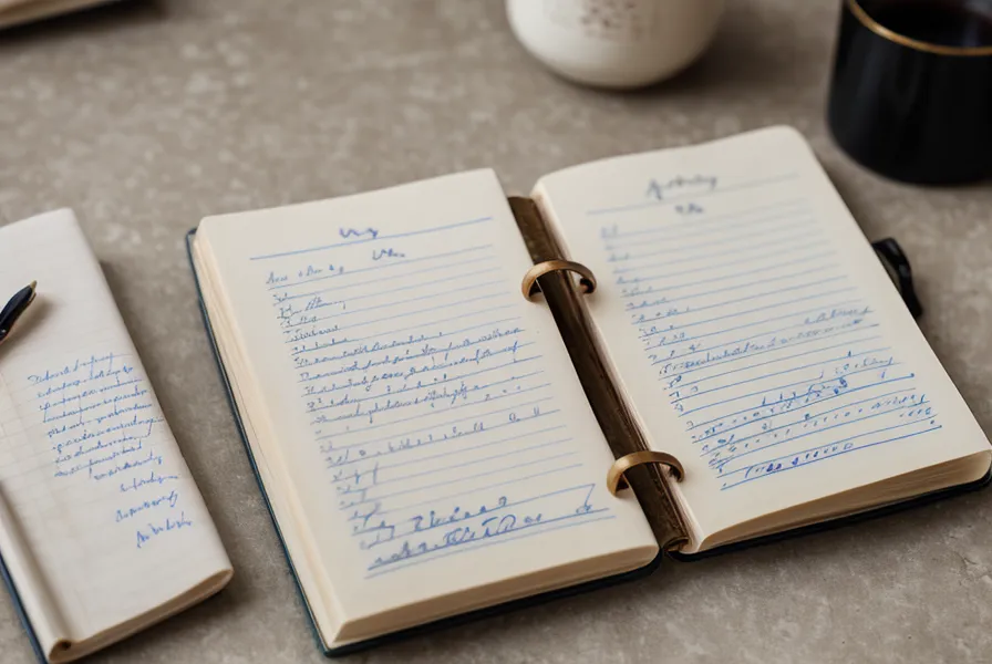 Notizbuch mit dem Begriff Trennungsvermögen für die Alkohol-MPU, daneben eine Tasse Tee